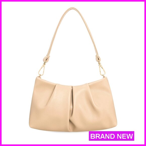 Pleated PU Leather Clutch Evening Bag Formal Dressy Versatile Detachable Straps